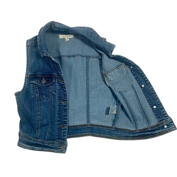 cropped sleeveless denim vest  women size med BEAUTIFUL - Picture 6 of 15